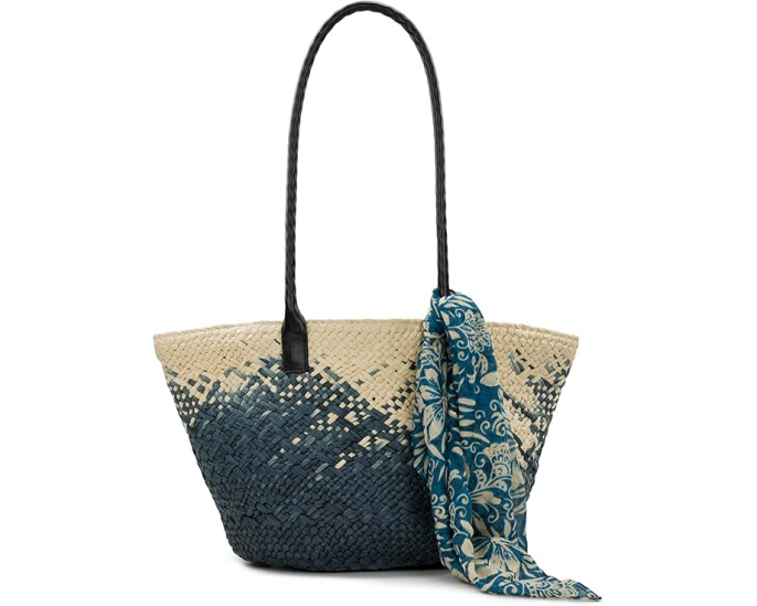 Calypso Woven Tote W/ Greek Floral Scarf
