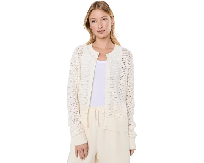 Varley вязаный кардиган Pembroke Knit с цветом цапли