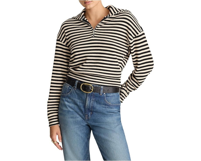Куртка полузастежка-молния Madewell в полоску
