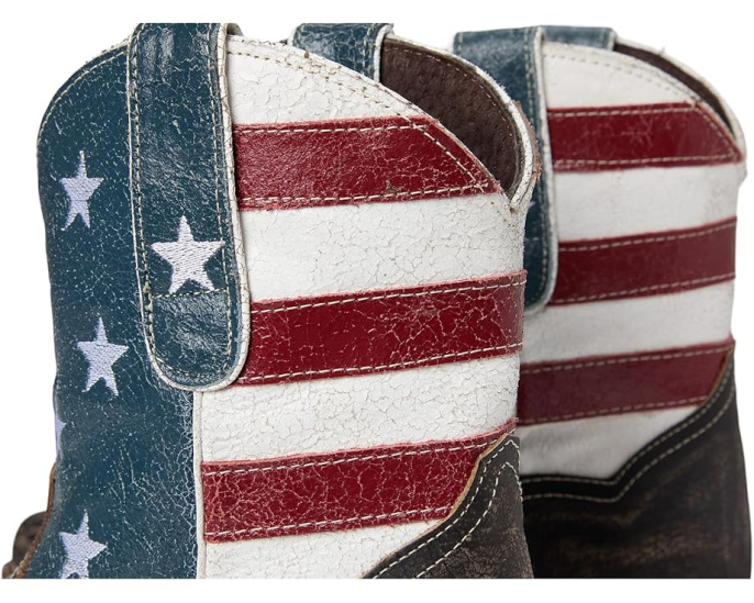Ботинки Roper American Flag Shorty из состаренной кожи с дизайном флага