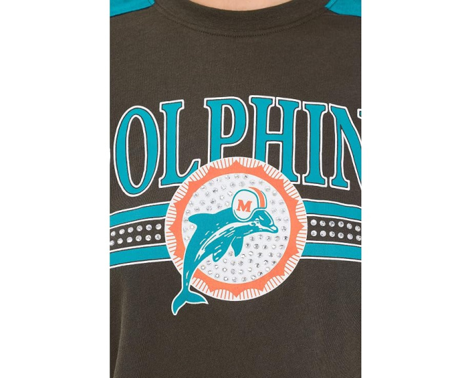 Junk Food Clothing футболка кроп Miami Dolphins со стразами