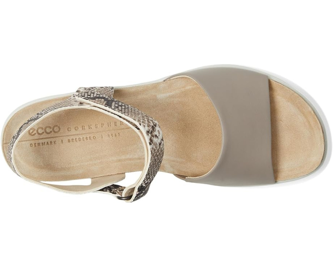 Босоножки ECCO Flowt Wedge Cork на пробковом каблуке с регулируемой лямкой