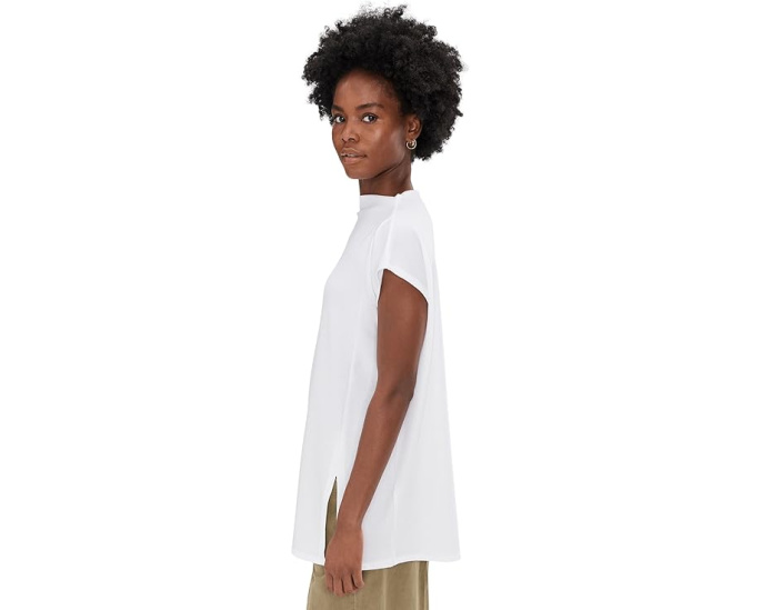 Туника Eileen Fisher с воротником-воронкой из ребристого трикотажа