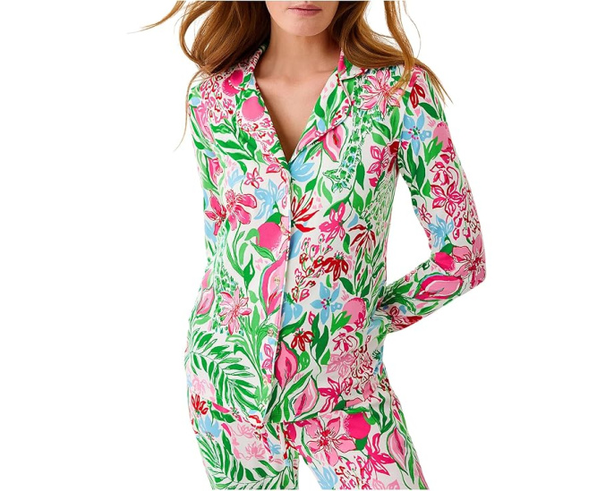 Пижамная блуза Lilly PJ Knit с длинными рукавами и пуговицами