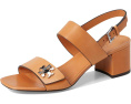 Сандалии Tory Burch T Lock на каблуке 55 мм с квадратным носком