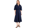 Twist-Front Bubble-Sleeve Shirtdress