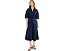 Twist-Front Bubble-Sleeve Shirtdress