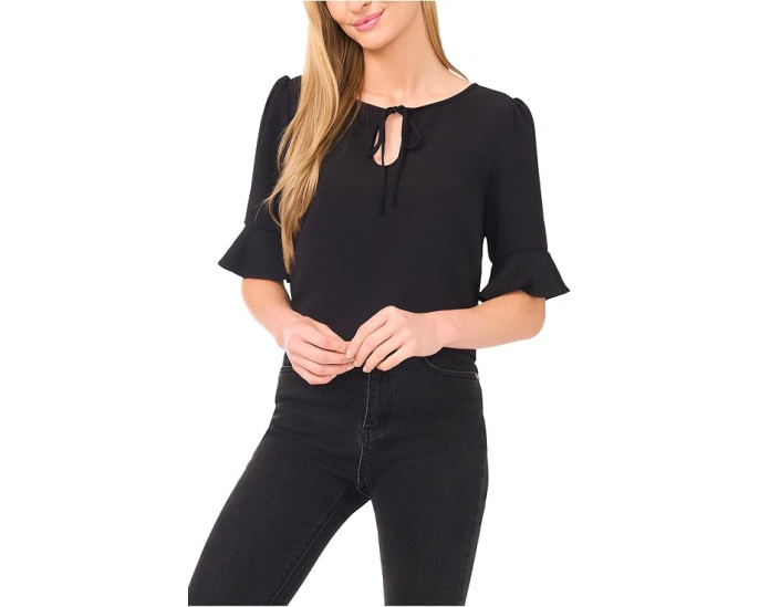 Блузка Ruffle Cuff Split Tie Neck от CeCe с рюшами и завязками