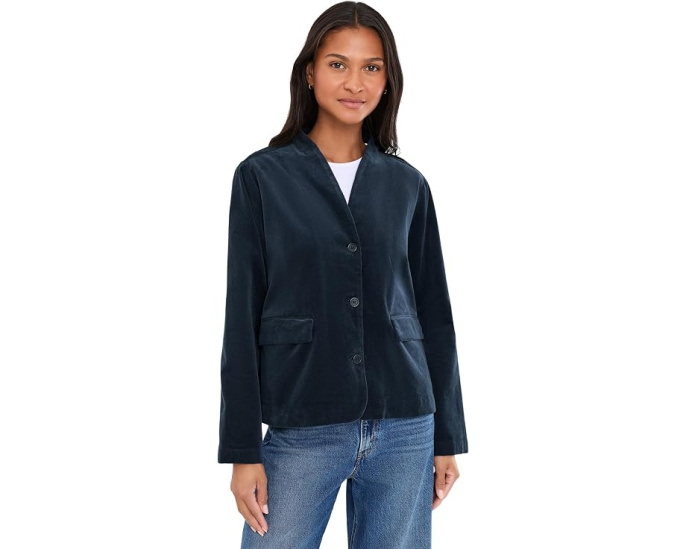 Куртка Eileen Fisher Organic Cotton Stretch из хлопкового вельвета с высоким воротником