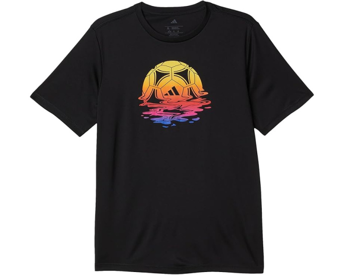 Футболка Adidas Poly Athlete Tee для детей черная с принтом из переработанного полиэстера