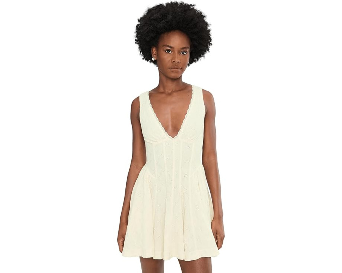 Платье мини Cant Help It Free People с ажурным кружевом и корсетным лифом