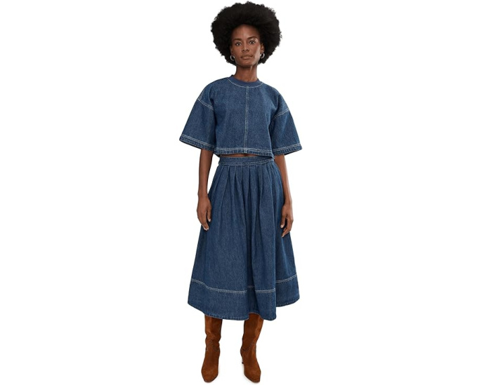 Джинсовый комплект Free People Westley с плиссированной юбкой