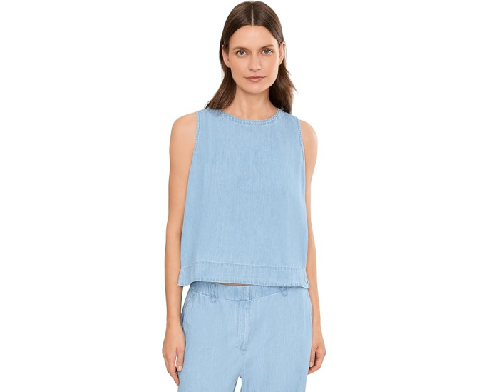 Топ Eileen Fisher из легкого денима с круглым вырезом