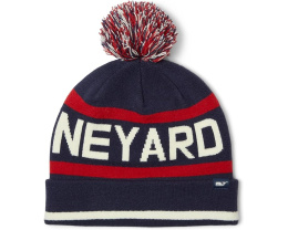 Вязаная шапка Vineyard Vines Text Logo Pom Beanie с помпоном