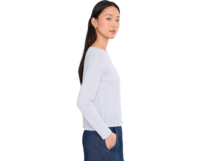 Eileen Fisher Удлиненная футболка с длинным рукавом и полоской из органического льна