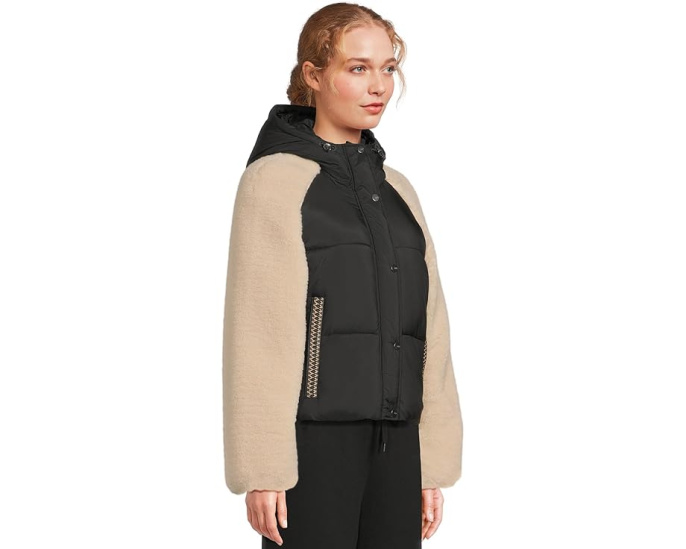 Пуховик UGG Mykah Uggbraid с капюшоном и водоотталкивающей тканью