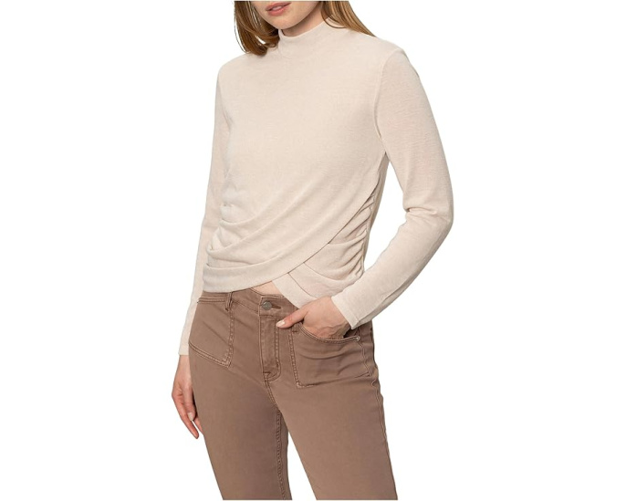 Топ Sanctuary Long Sleeve Draped Mock Neck с драпировкой и высоким воротником
