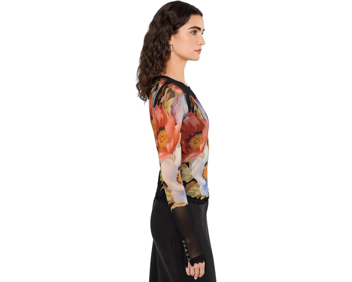 Free People топ Lilly Printed с длинным рукавом