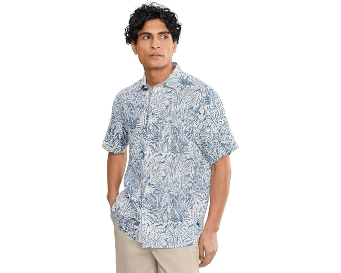 Льняная рубашка Tommy Bahama Antigo Vines с принтом и карманом