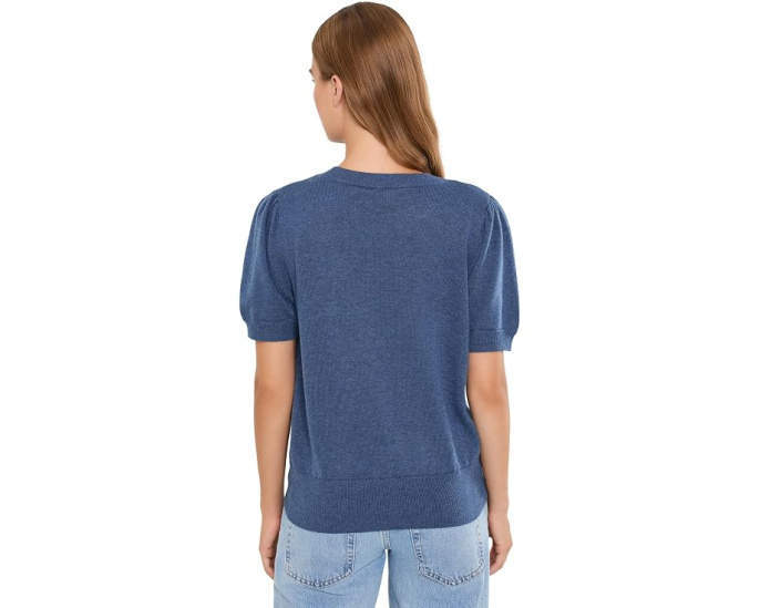 Short Sleeve Puff Sleeve Crew Neck