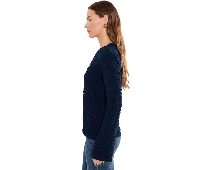 Long Flare Sleeve Crew Neck Knit Top