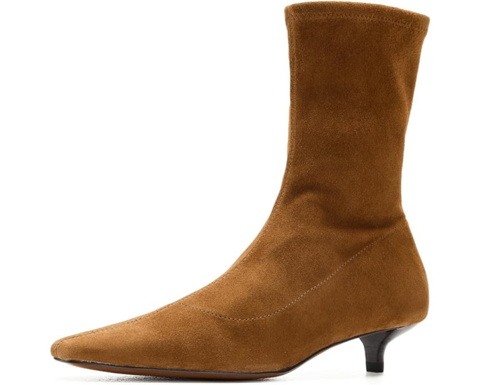 Ботильоны Ciel на низком каблуке kitten heel из замши Madewell