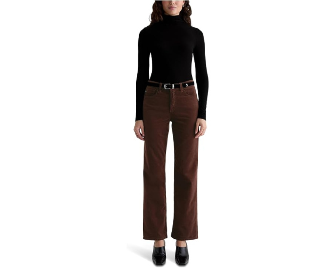 Прямые джинсы AG Jeans Brinley со средней посадкой в цвете Coffee Bean