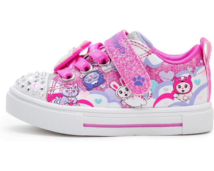Светящиеся кроссовки SKECHERS KIDS Twinkle Sparks с принтом котиков и облаков