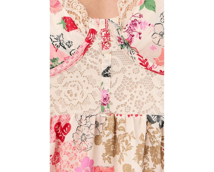 Комбинация Free People Midnight Muse мини с косточками и кружевными деталями