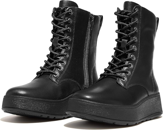 Ботильоны FitFlop F-Mode на шнуровке и платформе из кожи