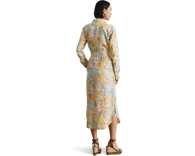 Платье-рубашка Floral Linen из льна с поясом Lauren Ralph Lauren
