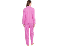 Пижамный комплект Long Sleeve Notch Collar Long Pants PJ от Lauren Ralph Lauren с принтом в розовую полоску