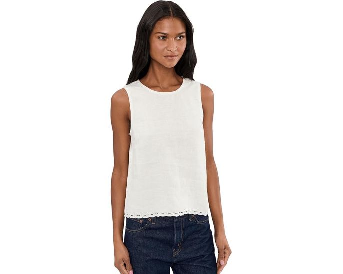 Блуза Madewell Lace-Trim Pleated Shell из льна
