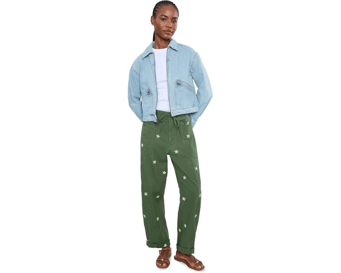 DAZE Брюки Villa с кулиской и зауженным низом цвета Bronze Green Daisy