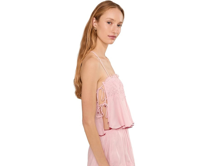 Шелковый ками Free People Sweet Love с завязками и кружевом