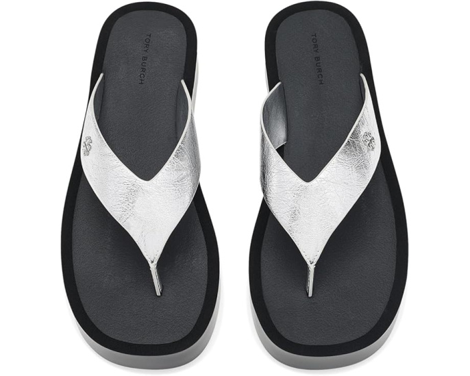 Кожаные шлепанцы Leather Platform Flip Flop от Tory Burch на платформе