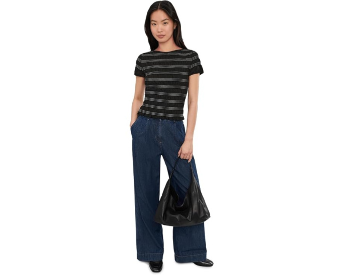 Блуза Madewell с коротким рукавом и сборкой в рубчик