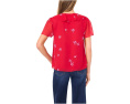 Short Sleeve Ruffle Tie Neck Top