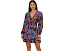Короткое платье Adrianna Papell Printed Flounce с присборенными рукавами