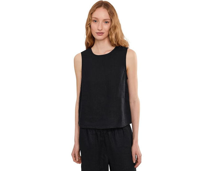 Madewell Embroidered Shell Top in 100% Linen с застежкой на пуговицу