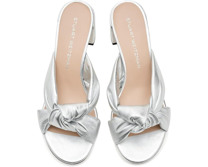 Сланцы Stuart Weitzman Soplaya Block Slide 50 на платформе из кожи