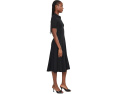 Rib-Knit Elbow-Sleeve Polo Dress