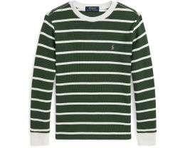 Длинный рукав в полоску из вафельной хлопковой ткани Polo Ralph Lauren Kids для детей