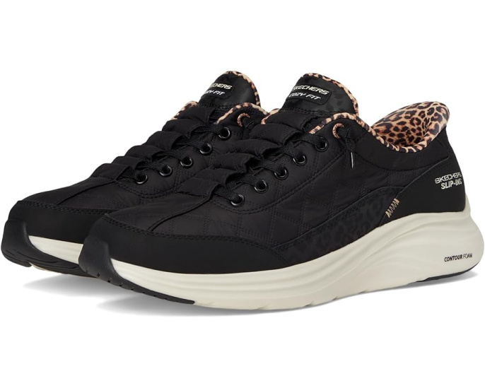 Кроссовки SKECHERS Contour Foam Cozy Fit Hands Free Slip-Ins с леопардовым принтом