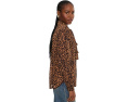 Ocelot-Print Chiffon Tie Neck Blouse