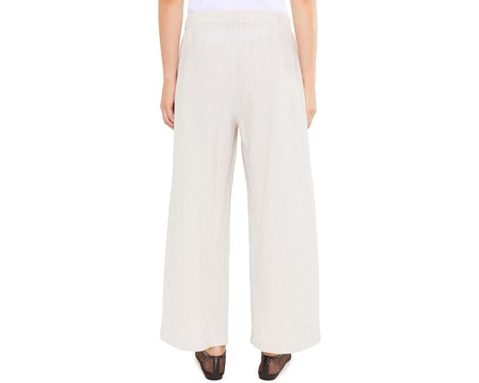 Eileen Fisher Органические хлопковые брюки Pucker Check Ankle Wide Pant Белые