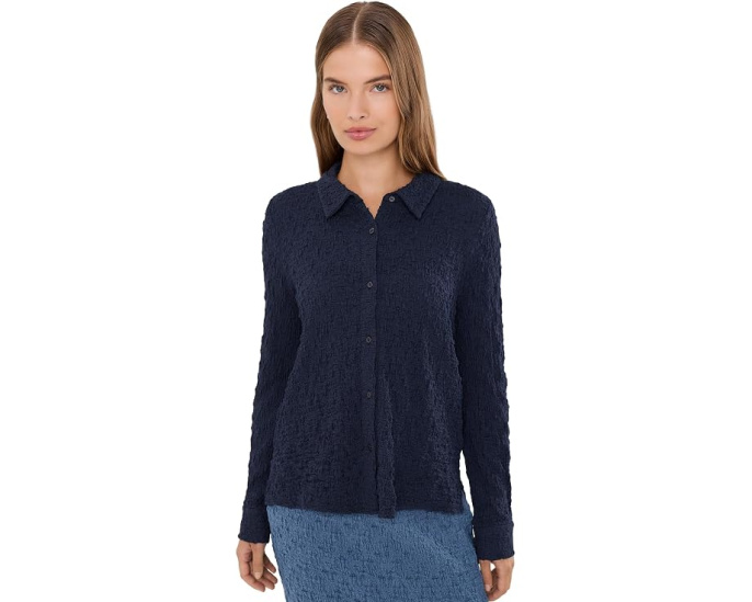 Блузка EILEEN FISHER Petite Bubble Jacquard классический воротник