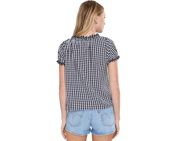 Splendid блуза Gigi Gingham Puff Sleeve в клетку с пышными рукавами