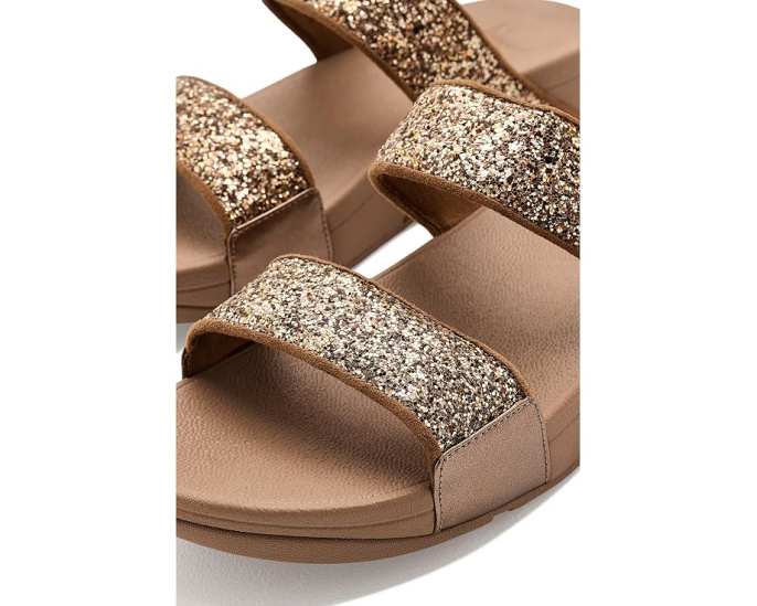Блестящие сандалии-слайды FitFlop Lulu с двумя ремешками