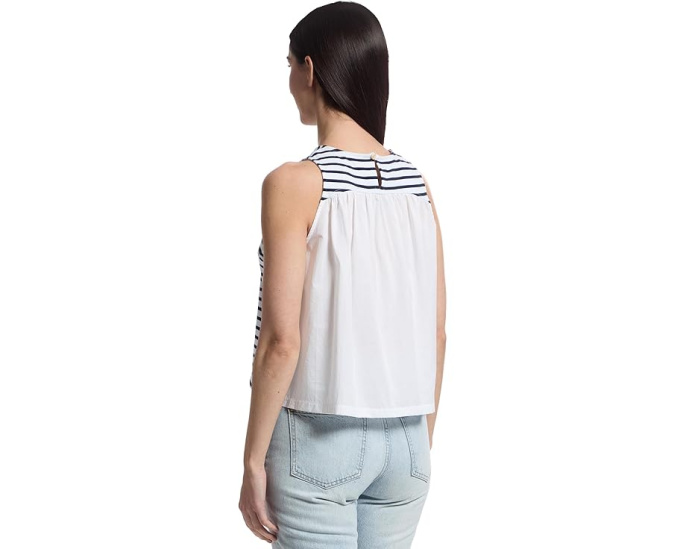 Топ Lilla P Mixed Media Tank с лодочкой и полосками спереди